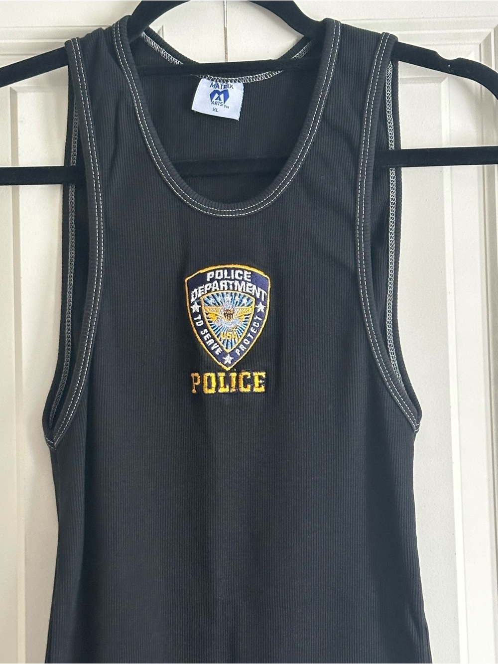 Police Patch Black Tank Top xl